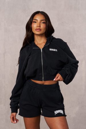 W548 REBEL CROP ZIP UP HOODIE